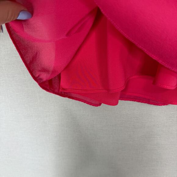 Alice + Olivia Fierra Dress Womens Large Pink Silk Blend Mini Slip Deep V-Neck - Picture 5 of 12